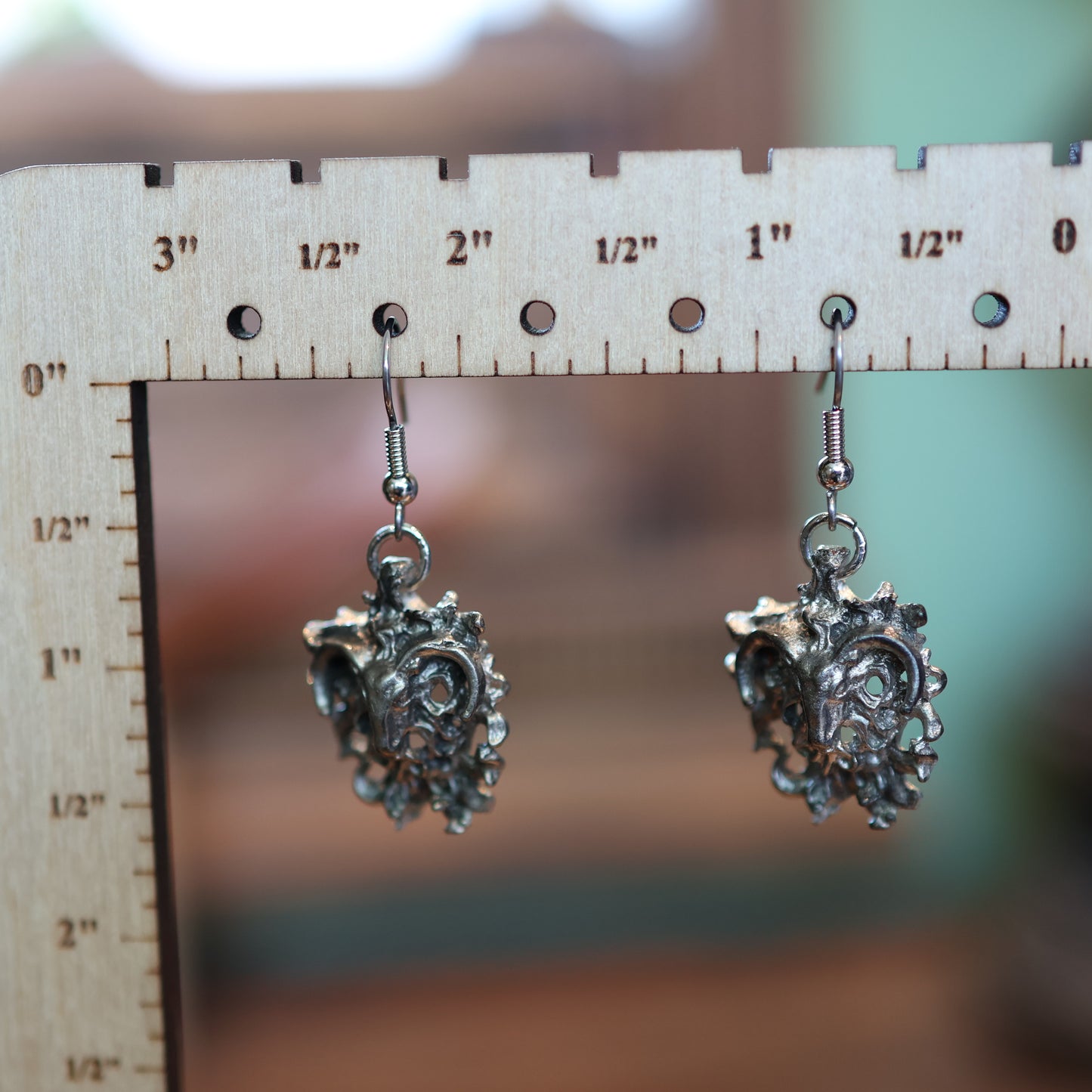 Silver Patina Goat of the Underworld Earrings