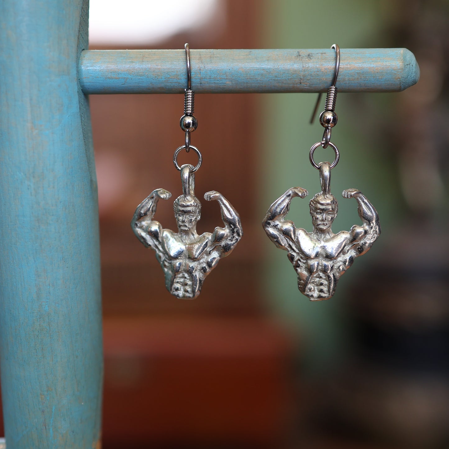 Silver Flex ur Pecks Body Builder Earrings