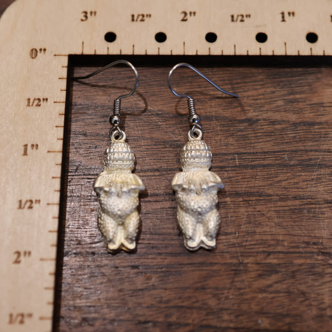 Vintage Venus of Willendorf Silver Earrings