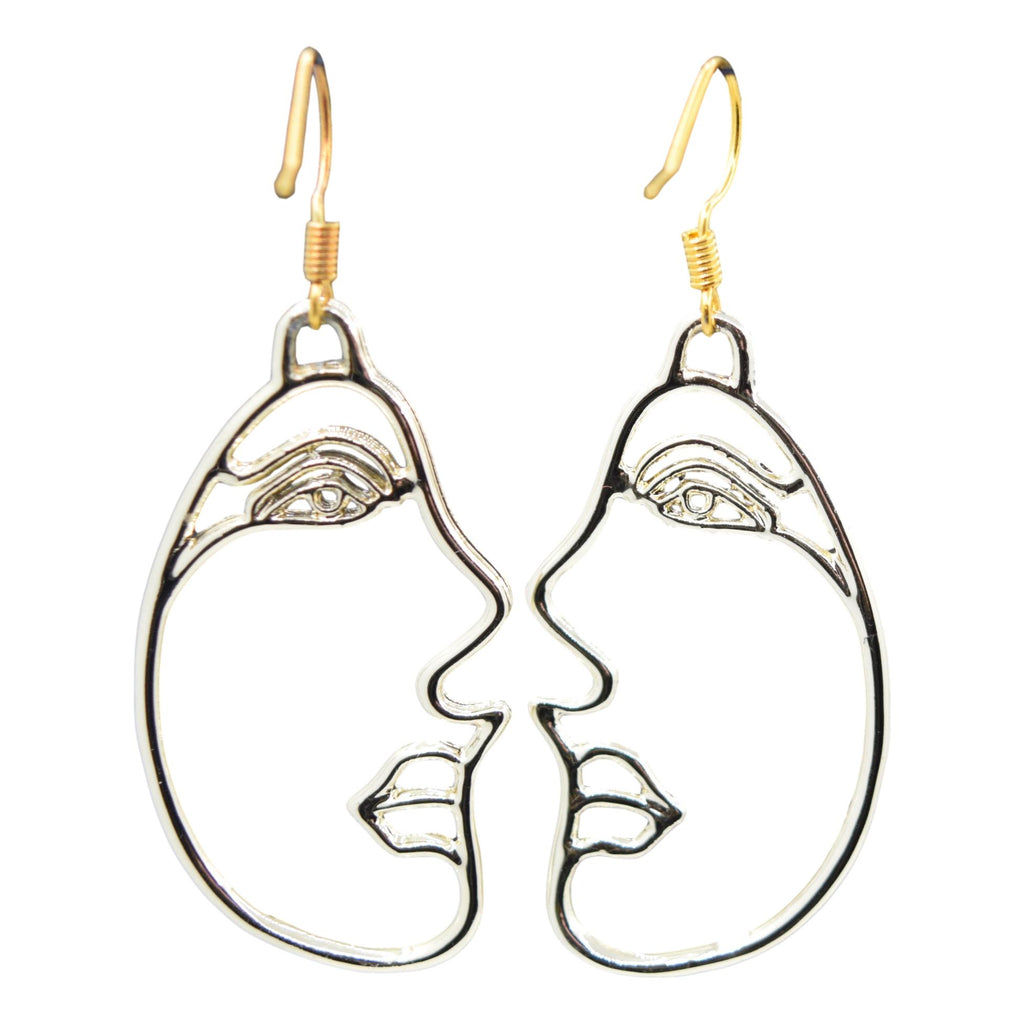 Minimalist Cubist Face Gold Earrings with Brown Rhinestones – Prince Peacock