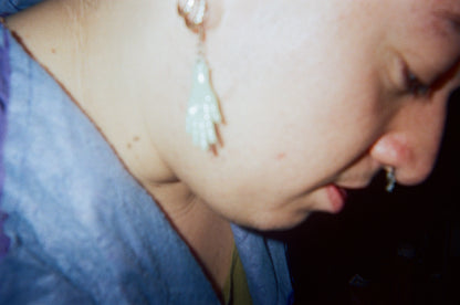 Vintage Plastic Jade Hand Earrings