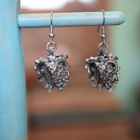 Silver Patina Goat of the Underworld Earrings