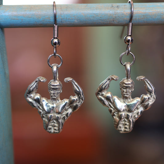 Silver Flex ur Pecks Body Builder Earrings