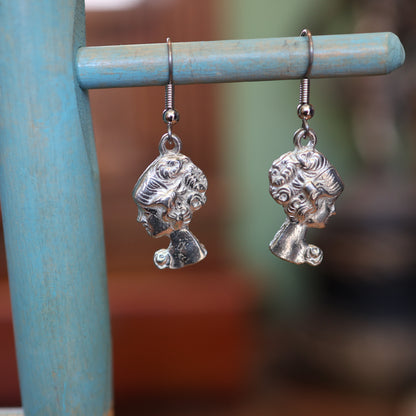 An Edwardian Lady Cameo Silver Earrings