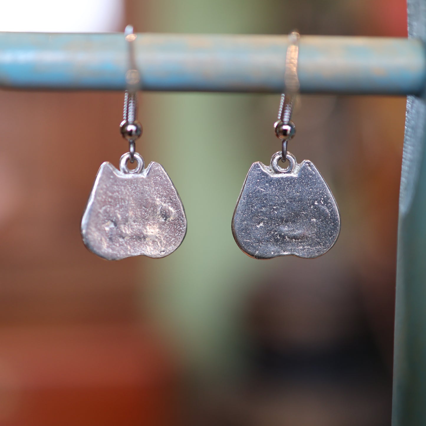 Silver Chubby Cheeks Kitty Cat Earrings