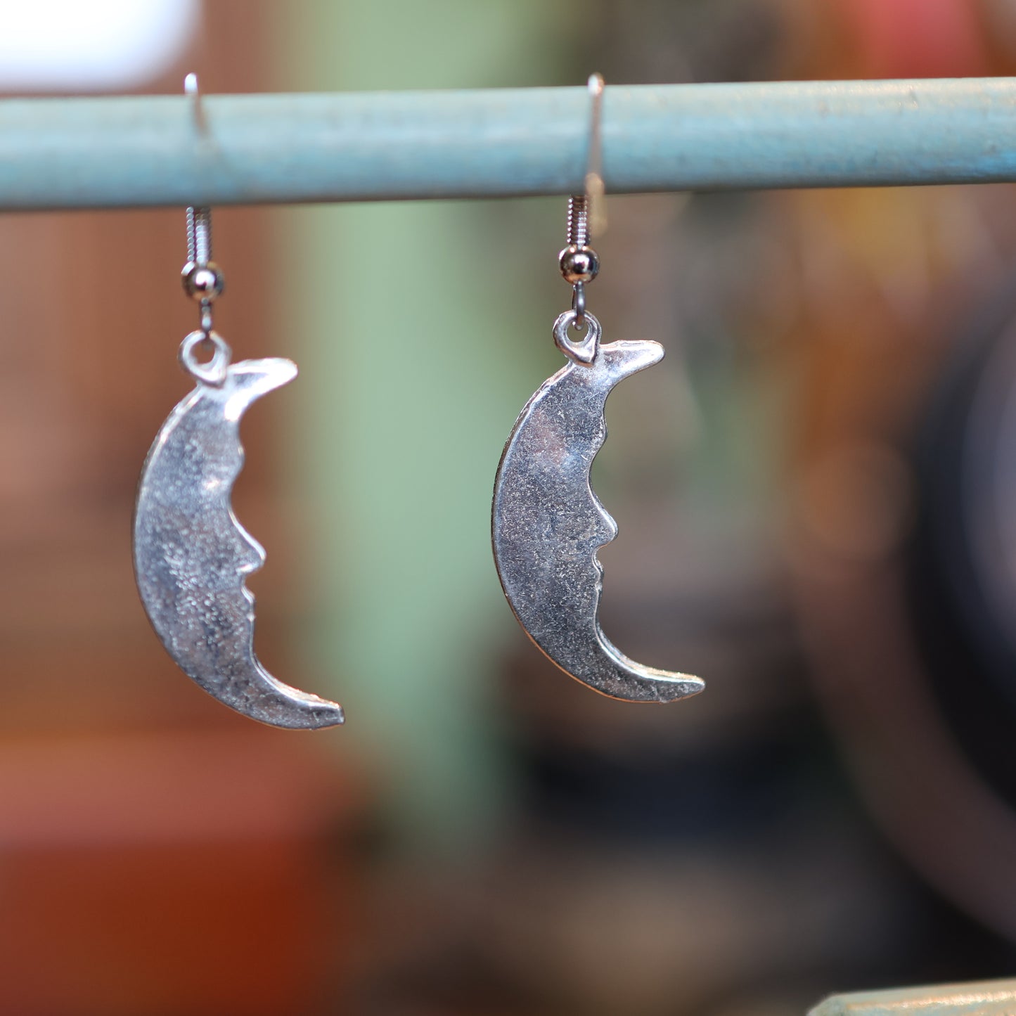 Silver Half-Moon Face Earrings