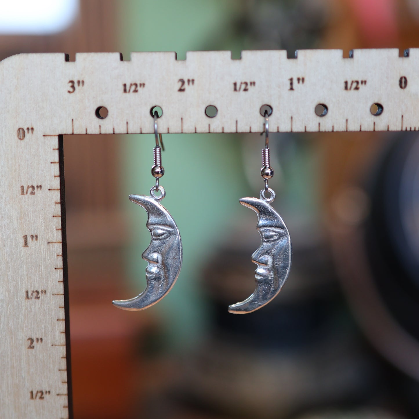 Silver Half-Moon Face Earrings