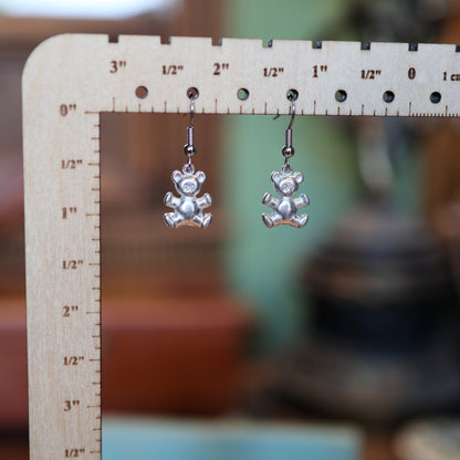 Silver Toy Bear Earrings