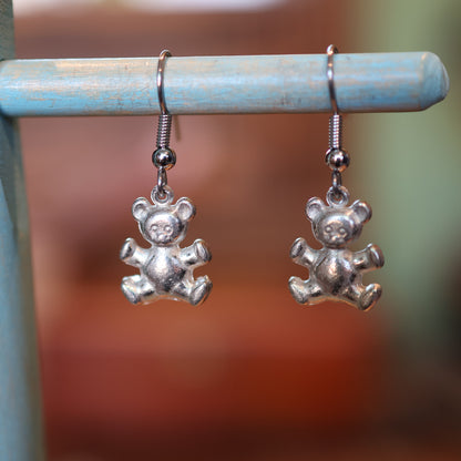 Silver Toy Bear Earrings