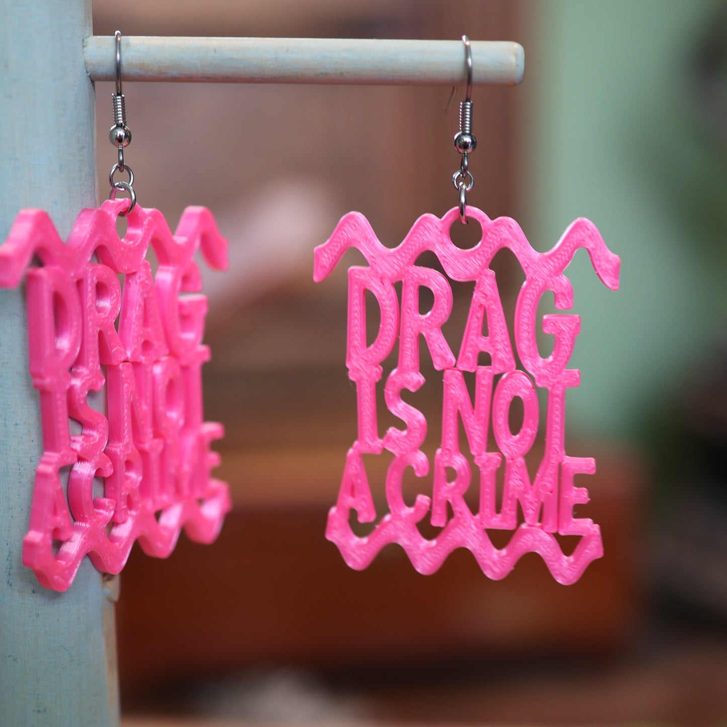 Drag is not a Crime Earrings in Hot Pink