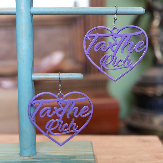 Tax the Rich Earrings in Y2K Pastel Purple