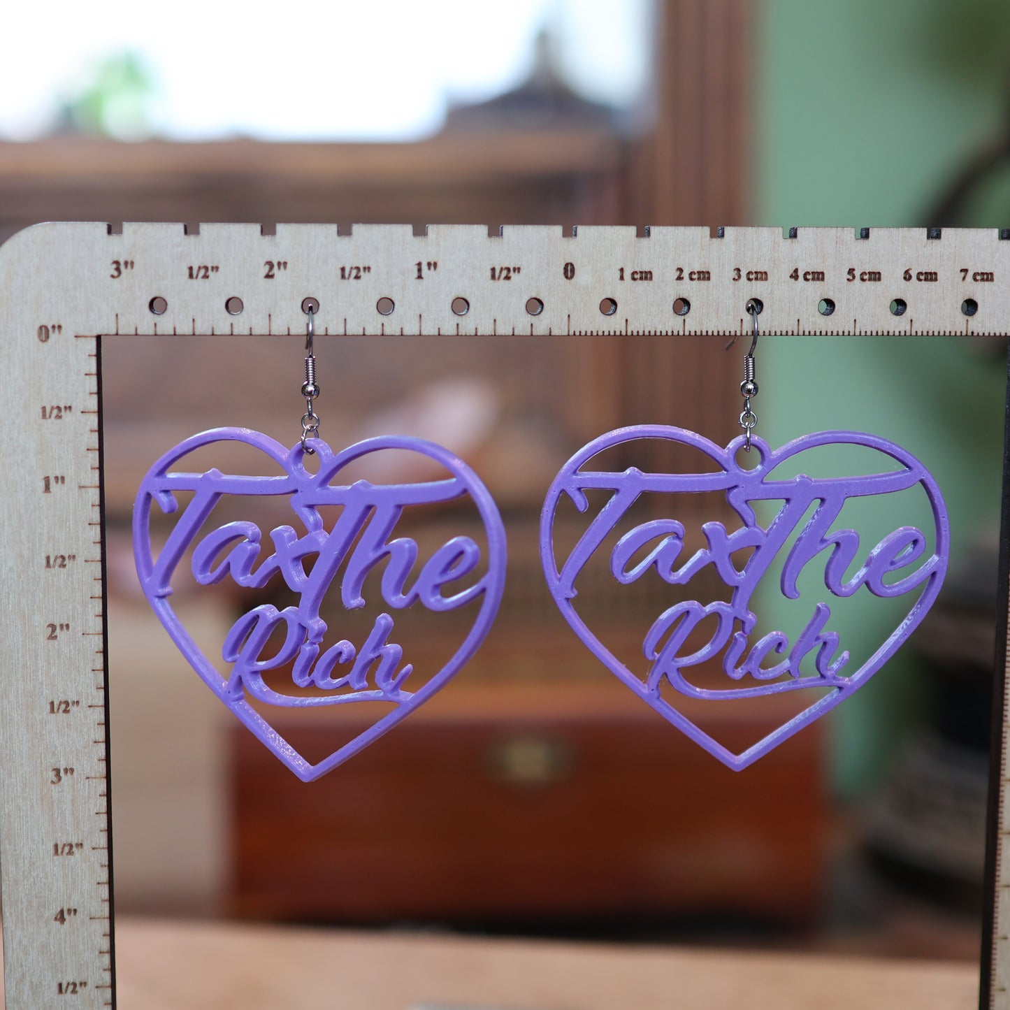 Tax the Rich Earrings in Y2K Pastel Purple