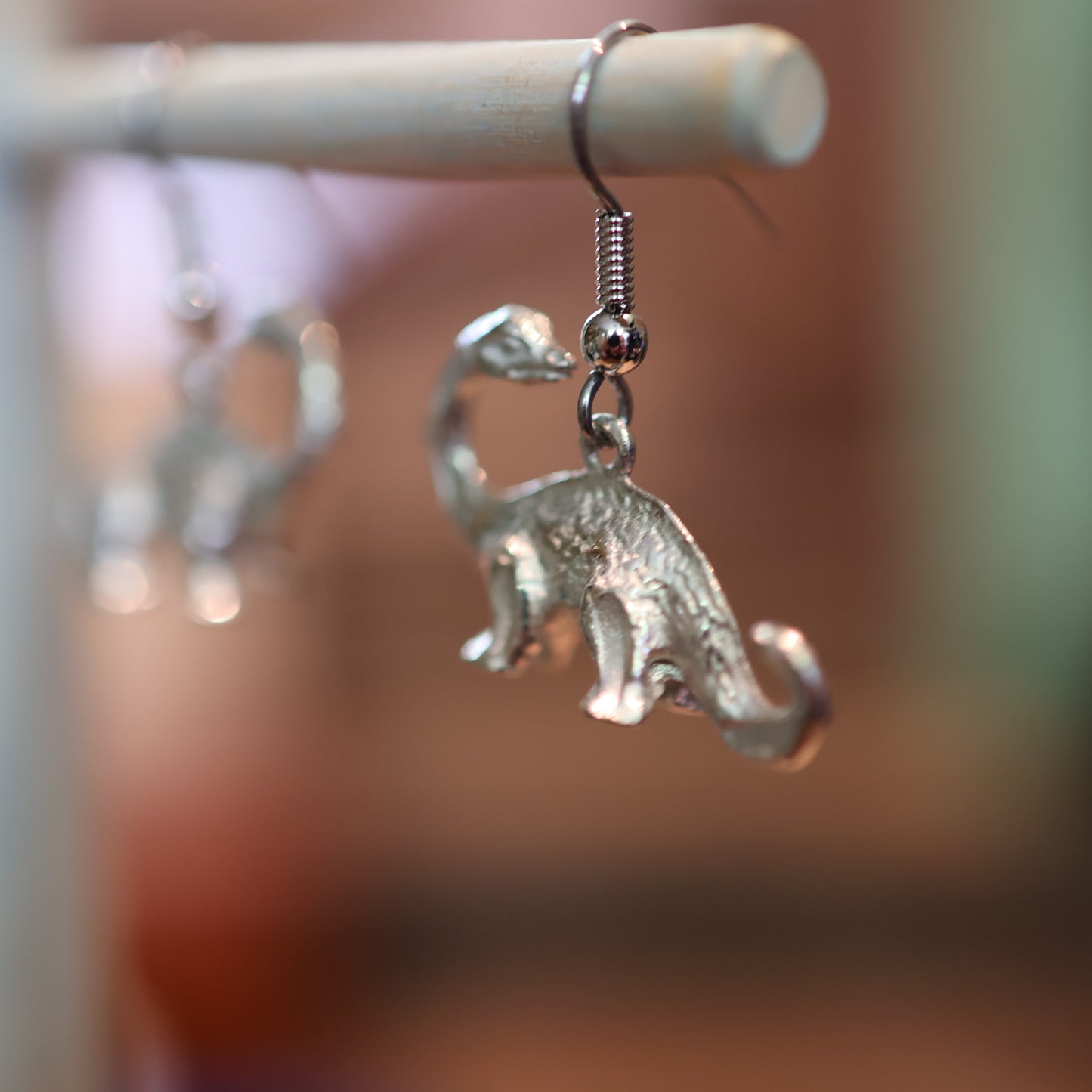 Brachiosaurus Silver Dinosaur Earrings