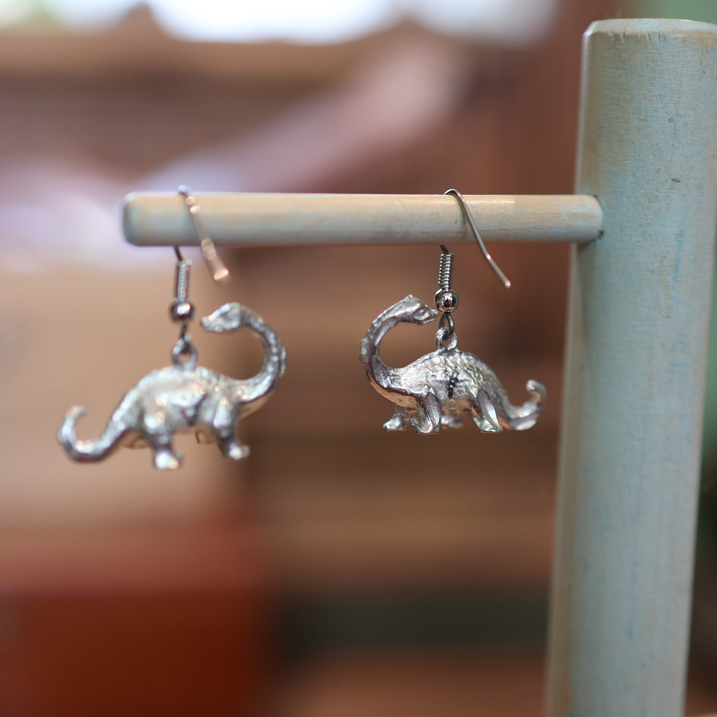 Brachiosaurus Silver Dinosaur Earrings