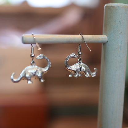 Brachiosaurus Silver Dinosaur Earrings