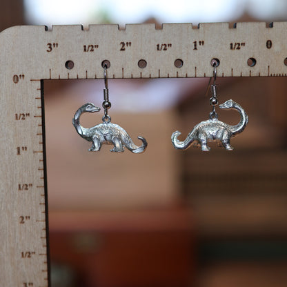 Brachiosaurus Silver Dinosaur Earrings