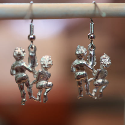 Gemini Twins Silver Earrings