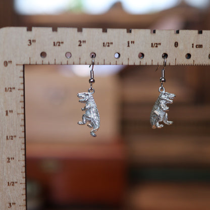 Reptilian Monster Silver Dinosaur Earrings