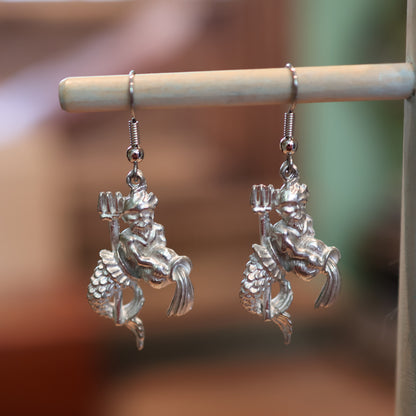 Aquarius Merman Silver Earrings