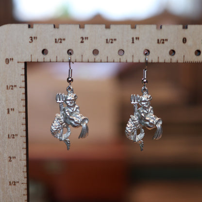 Aquarius Merman Silver Earrings