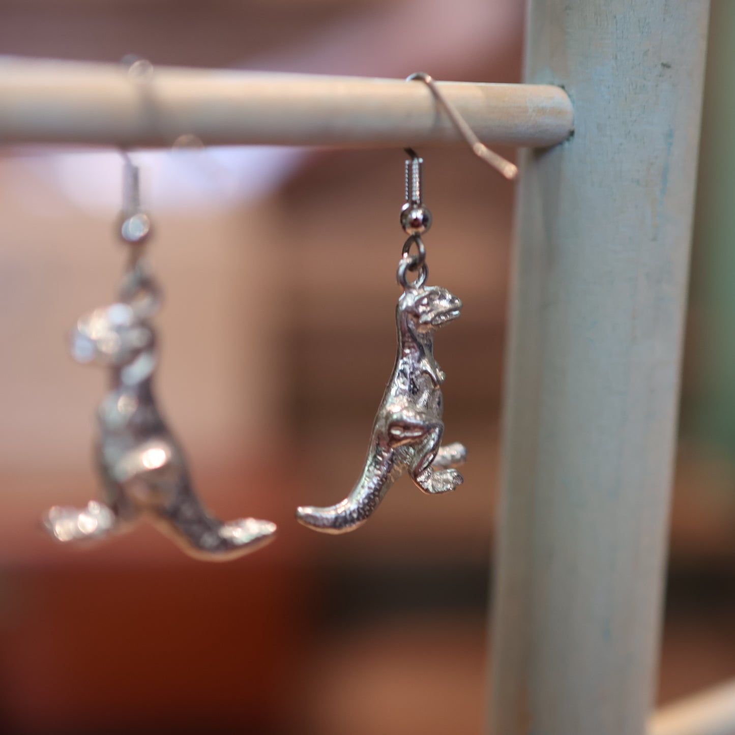 Little Terror Tyrannosaurus Silver Dinosaur Earrings