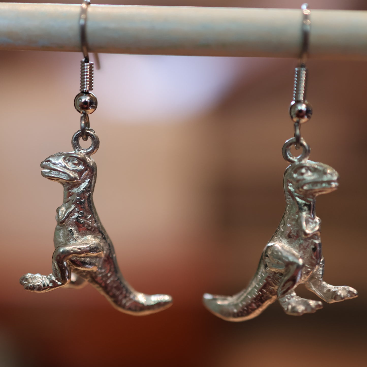 Little Terror Tyrannosaurus Silver Dinosaur Earrings