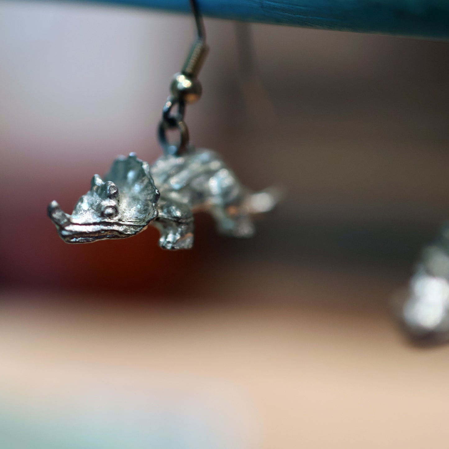 Triceratops Silver Dinosaur Earrings