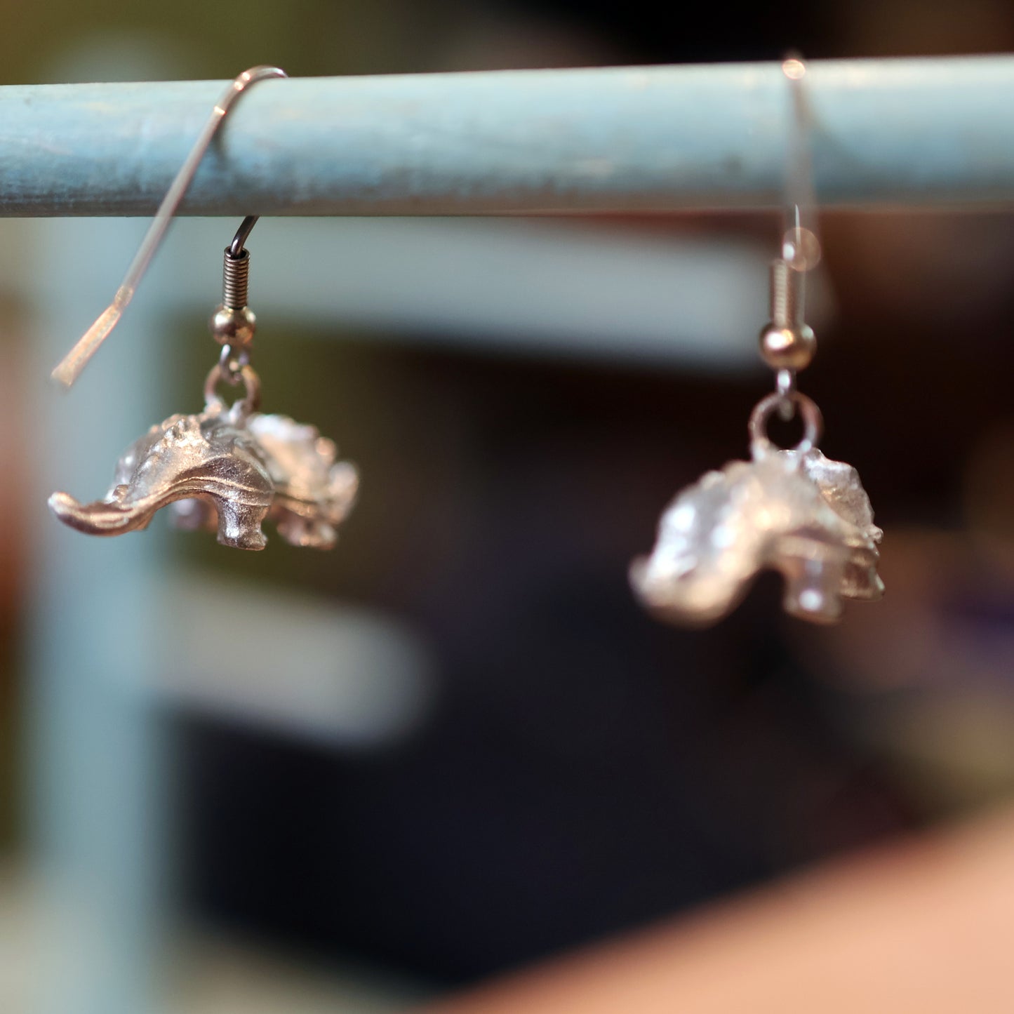 Triceratops Silver Dinosaur Earrings