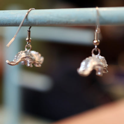 Triceratops Silver Dinosaur Earrings