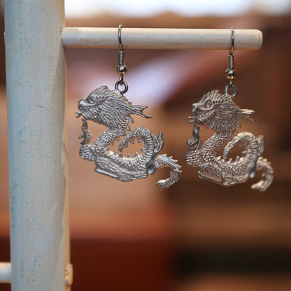 Ray (or Roy's) Silver Dragon Earrings