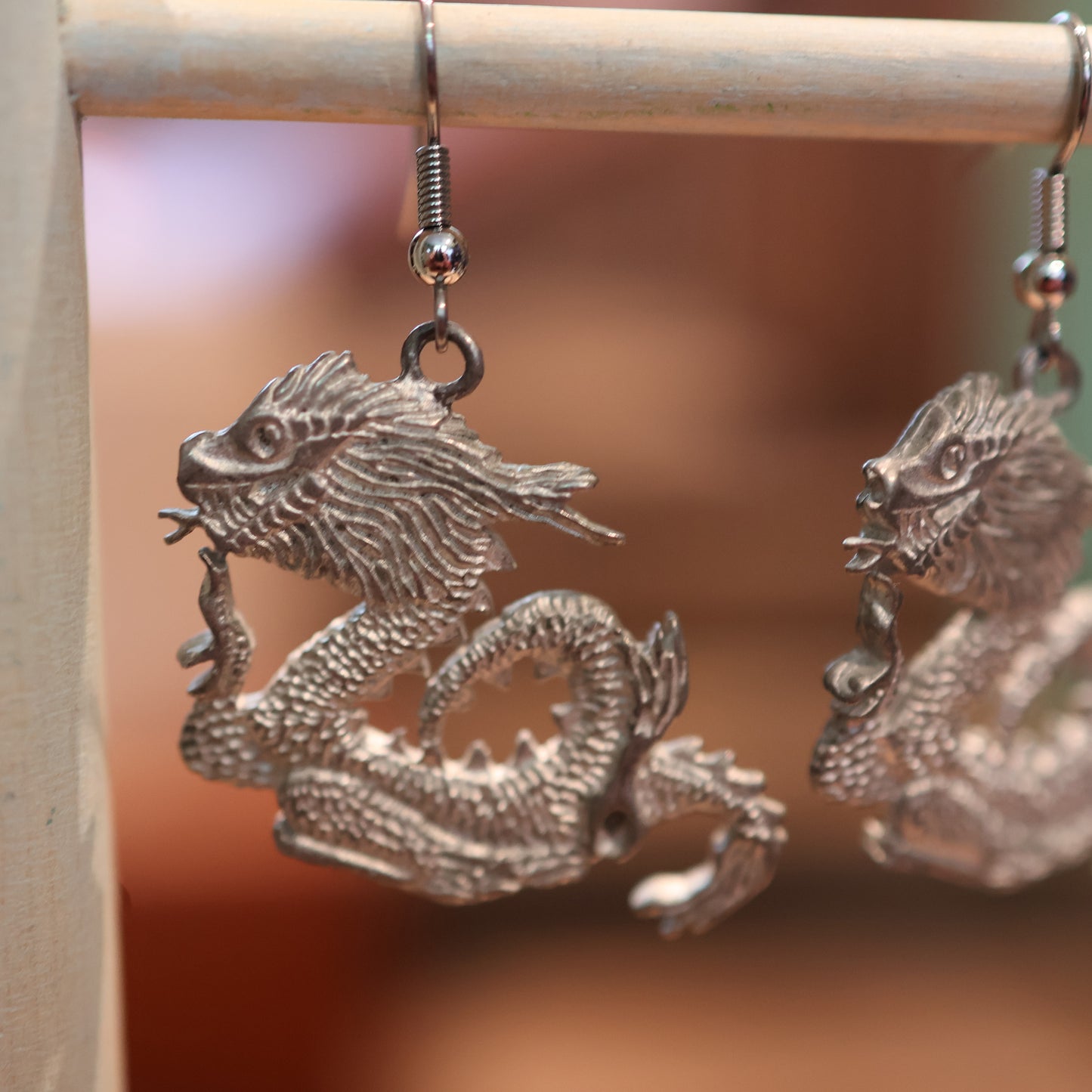 Ray (or Roy's) Silver Dragon Earrings