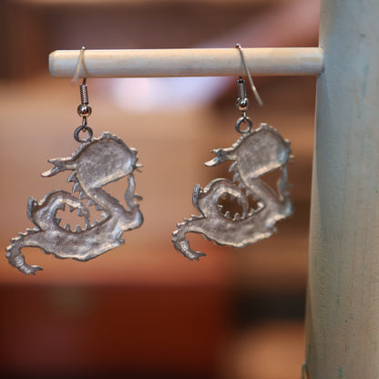 Ray (or Roy's) Silver Dragon Earrings