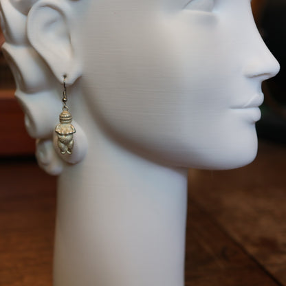 Vintage Venus of Willendorf Silver Earrings