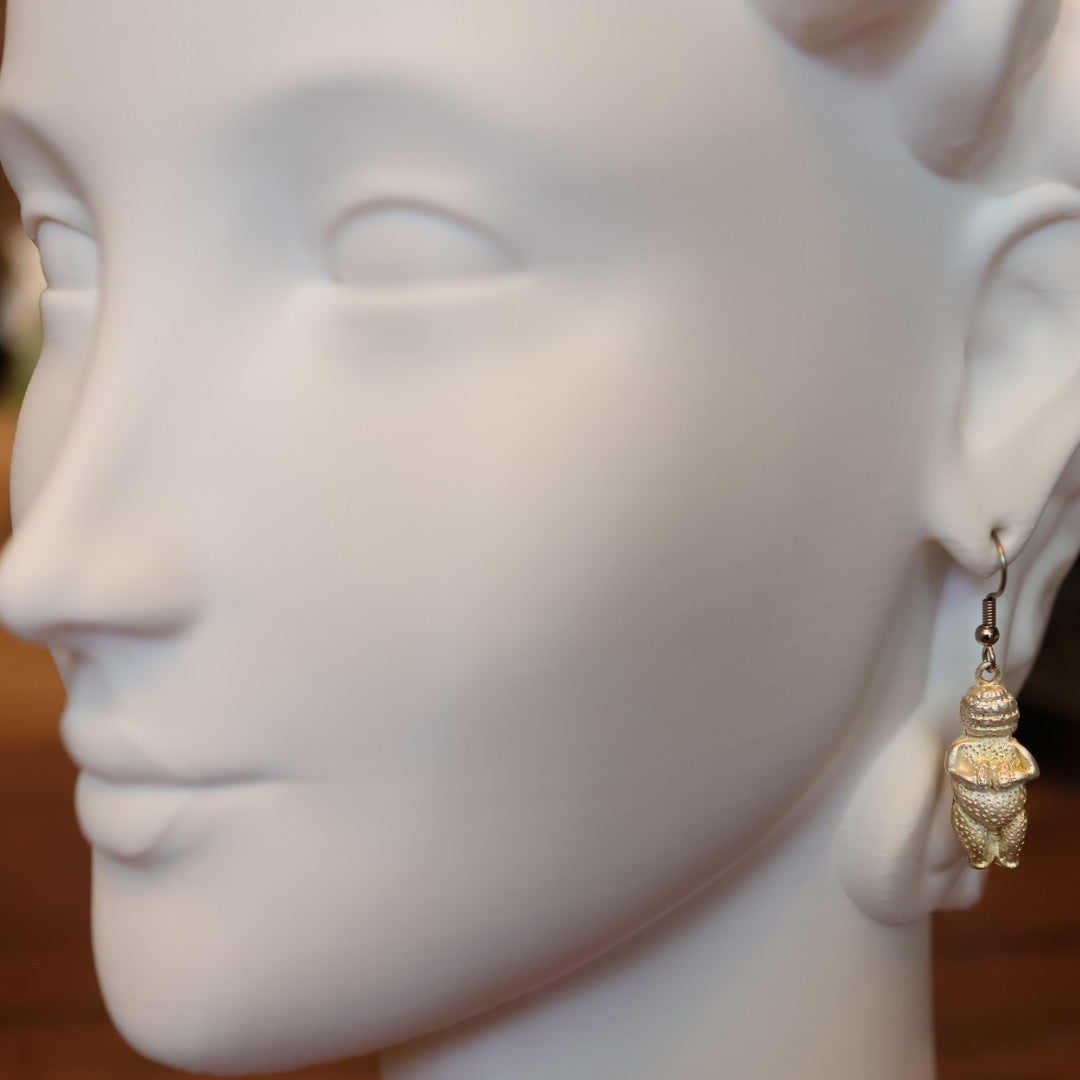 Vintage Venus of Willendorf Silver Earrings