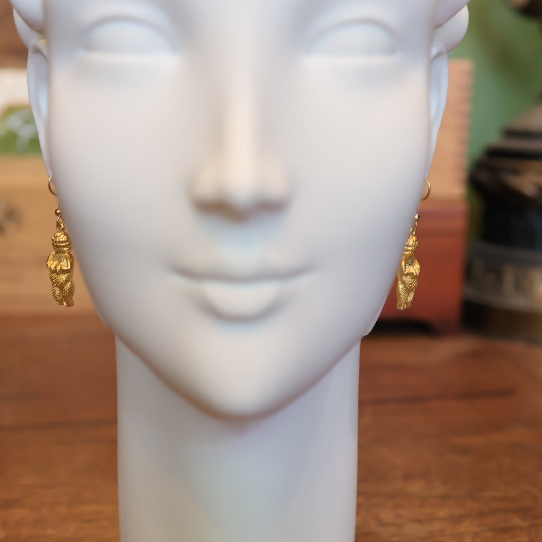 Vintage Venus of Willendorf Gold Earrings