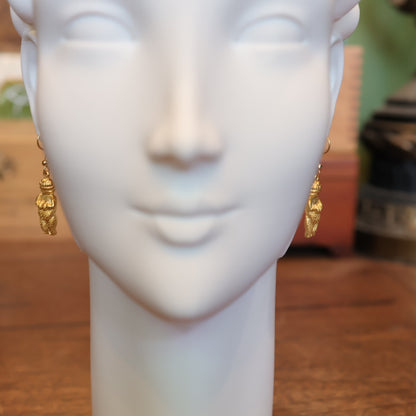 Vintage Venus of Willendorf Gold Earrings