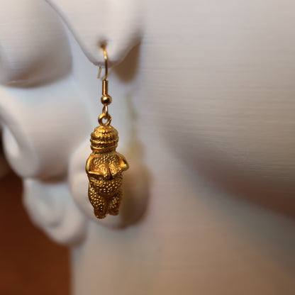 Vintage Venus of Willendorf Gold Earrings