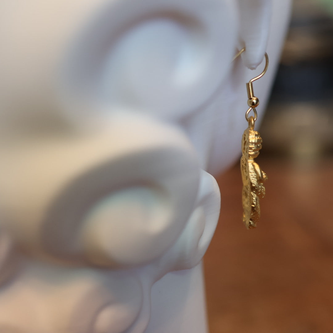Vintage Venus of Willendorf Gold Earrings