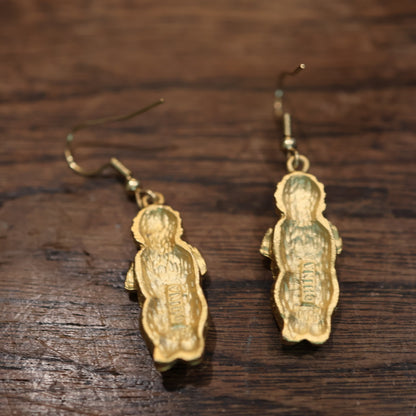 Vintage Venus of Willendorf Gold Earrings