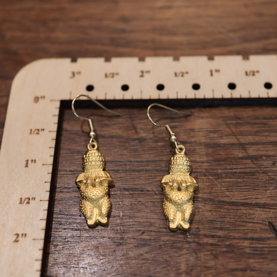 Vintage Venus of Willendorf Gold Earrings