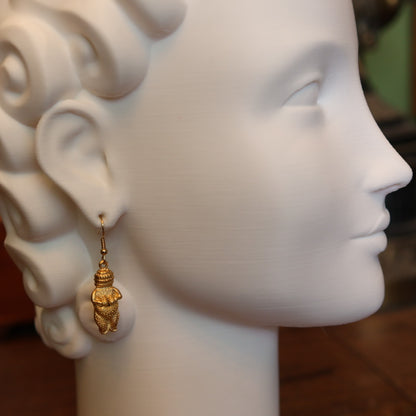 Vintage Venus of Willendorf Gold Earrings