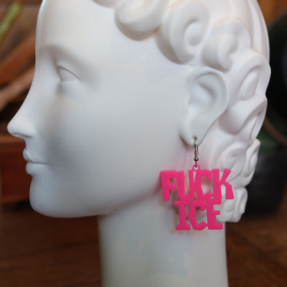 F*CK Ice Earrings in Hot Pink