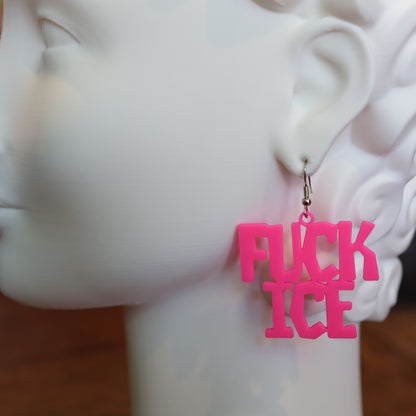 F*CK Ice Earrings in Hot Pink