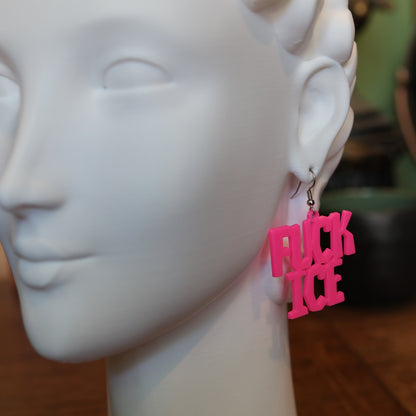 F*CK Ice Earrings in Hot Pink