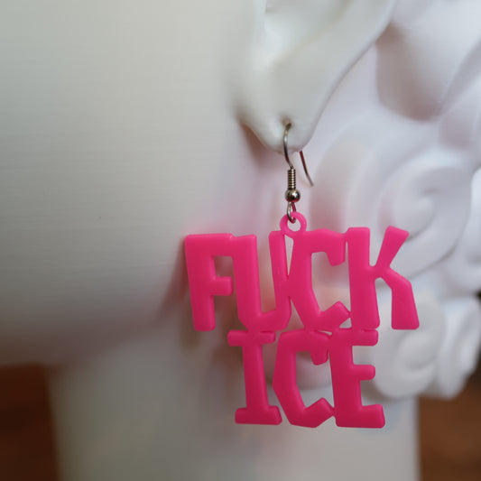 F*CK Ice Earrings in Hot Pink