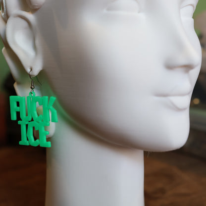 F*CK Ice Earrings in Alien Green