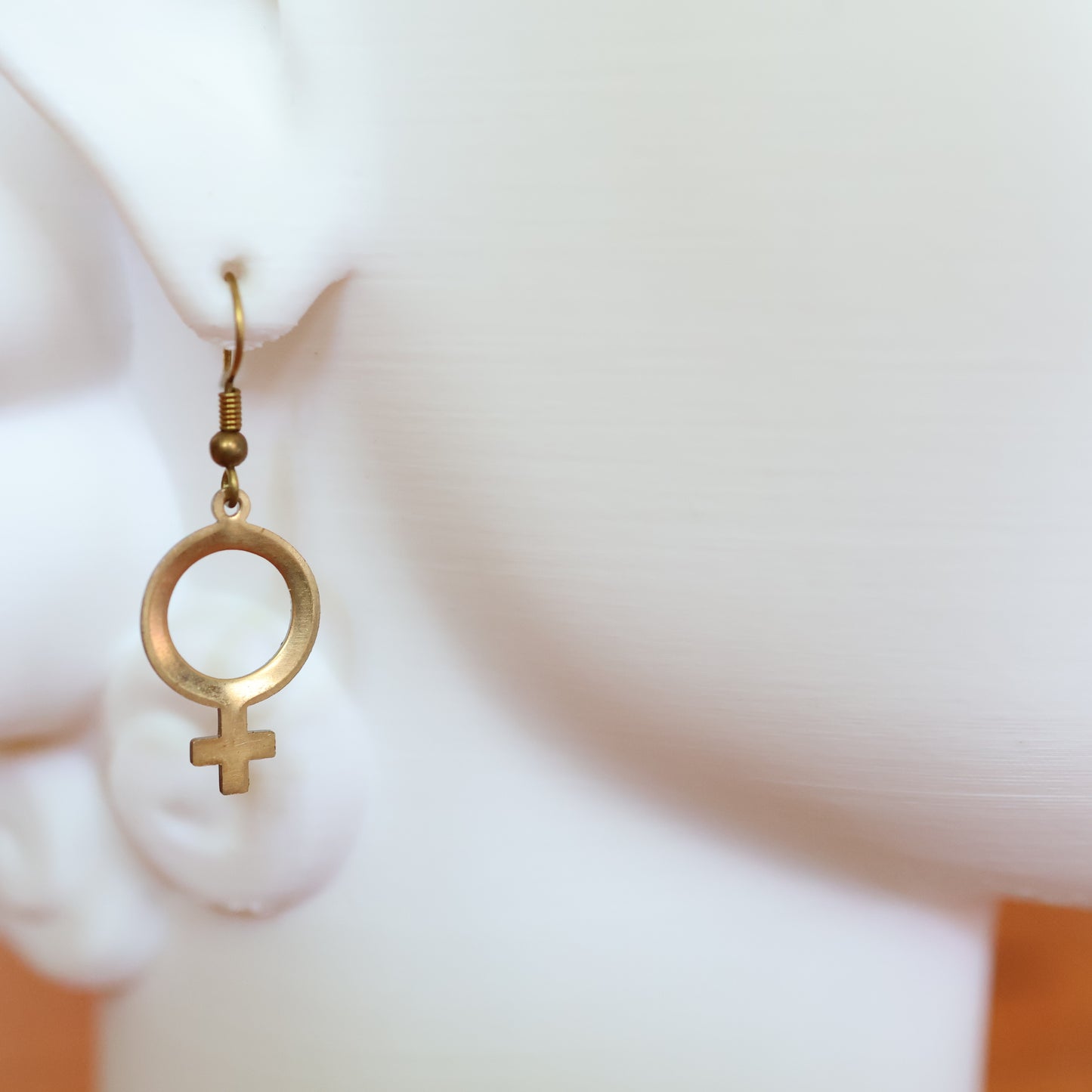 Brass Venus Female Symbol Earrings
