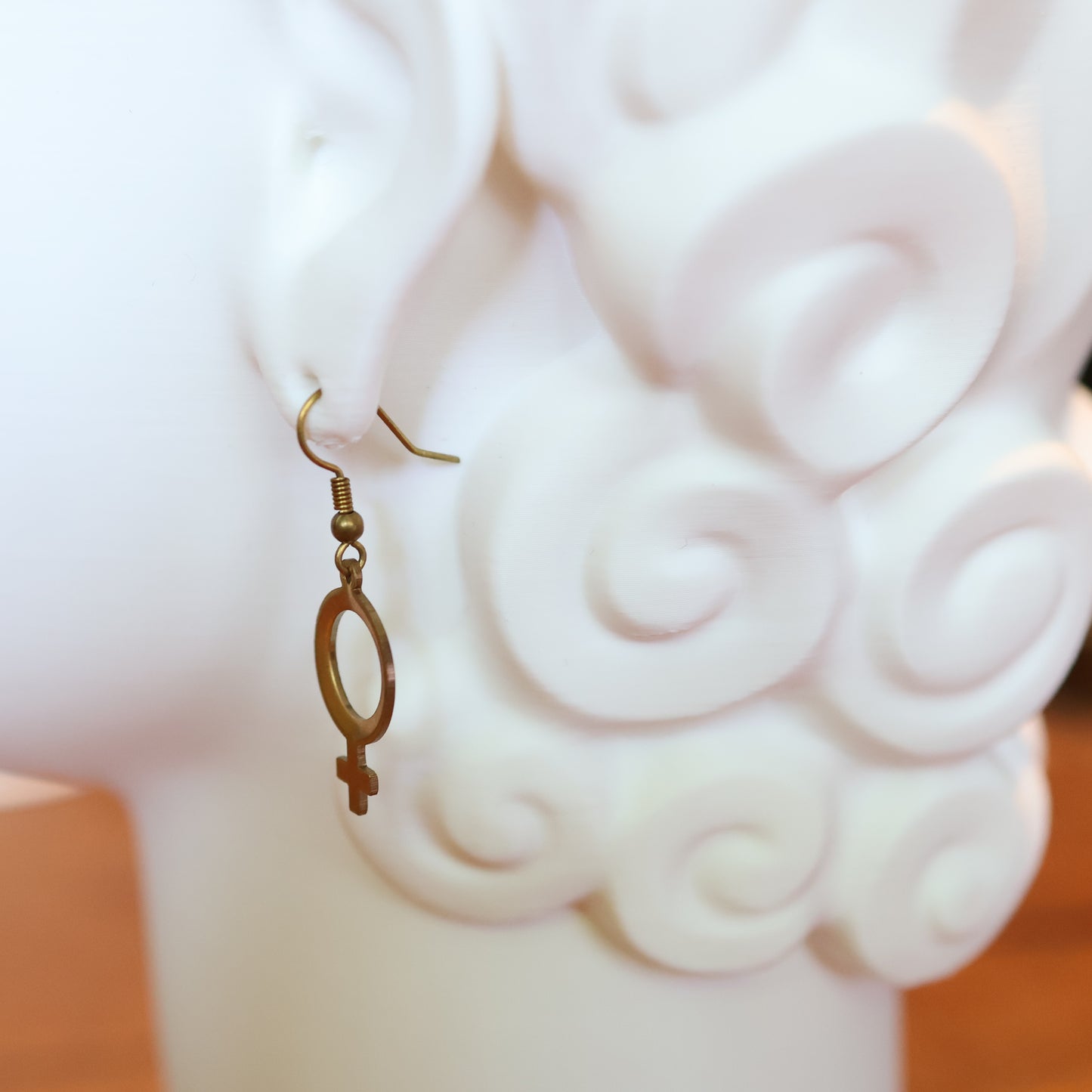 Brass Venus Female Symbol Earrings