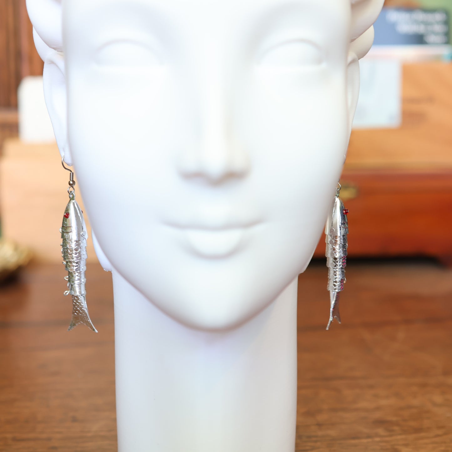 Vintage 1970's Articulated Silver Wiggly Fish Earrings