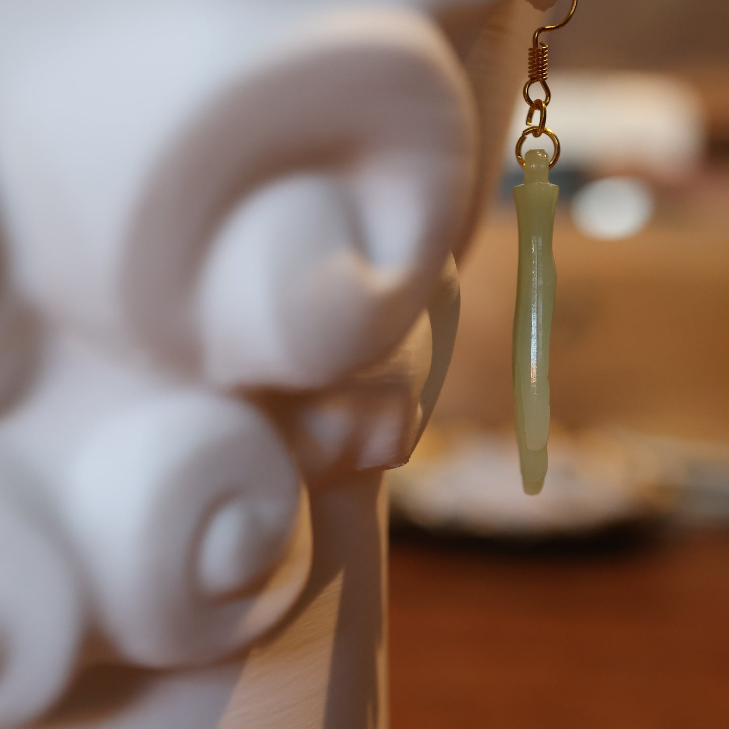 Vintage Plastic Jade Hand Earrings